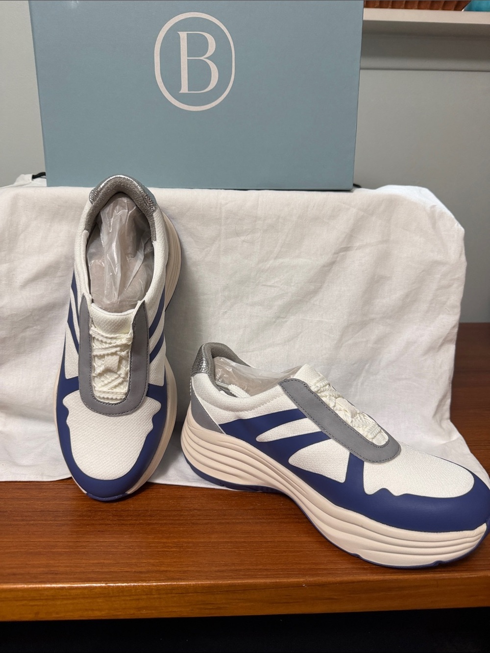 Bzees White, Blue and Gray Platform Sneakers